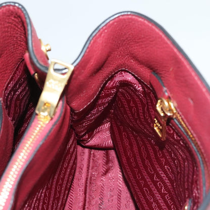 Prada Hand Bag Leather Bordeaux Gold