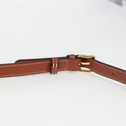 Celine Shoulder Bag Canvas Leather Brown Gold