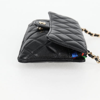 Chanel Matelasse Chain Shoulder Bag Caviar Skin Black Cc