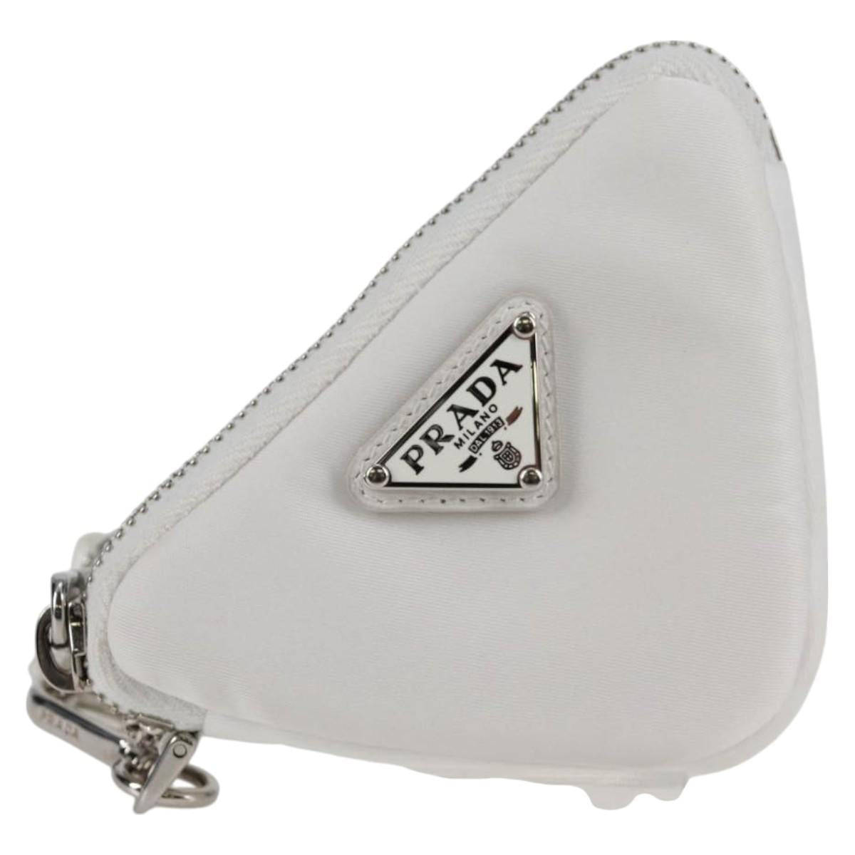 Prada Shoulder Bag Nylon White Silver