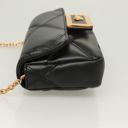Versace Chain Shoulder Bag Leather Black Gold