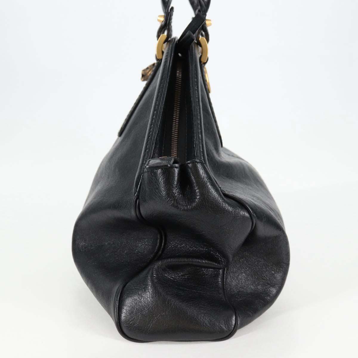 Gucci Gg Marmont Hand Bag Leather Black Gold 515937