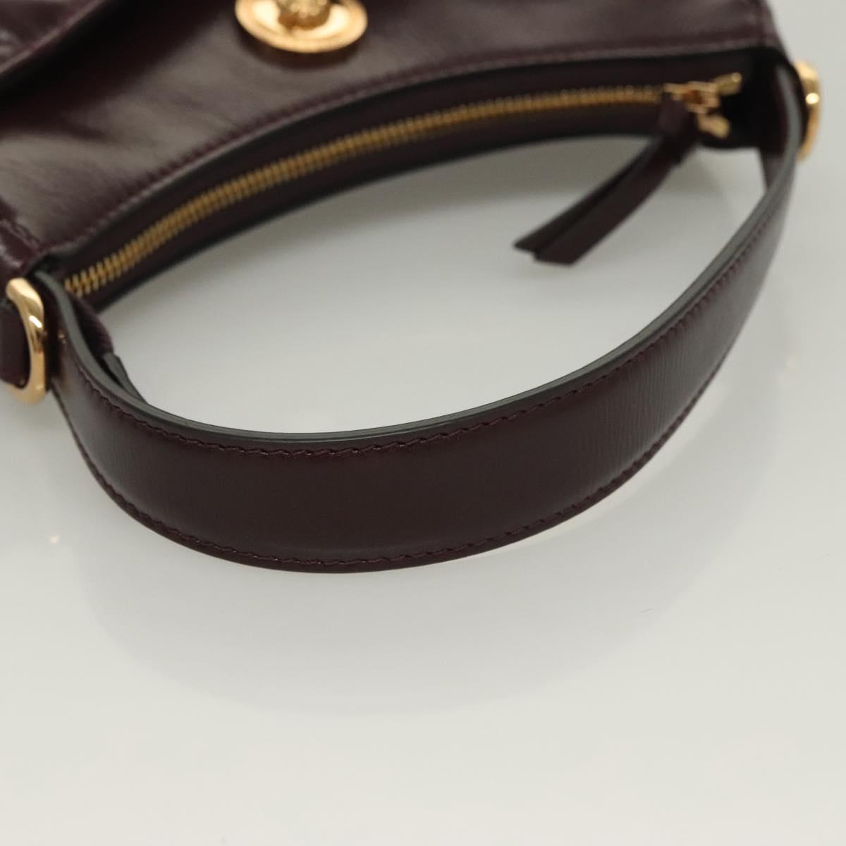 Versace Shoulder Bag Leather 2WAY Brown Gold