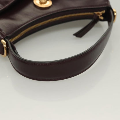 Versace Shoulder Bag Leather 2WAY Brown Gold