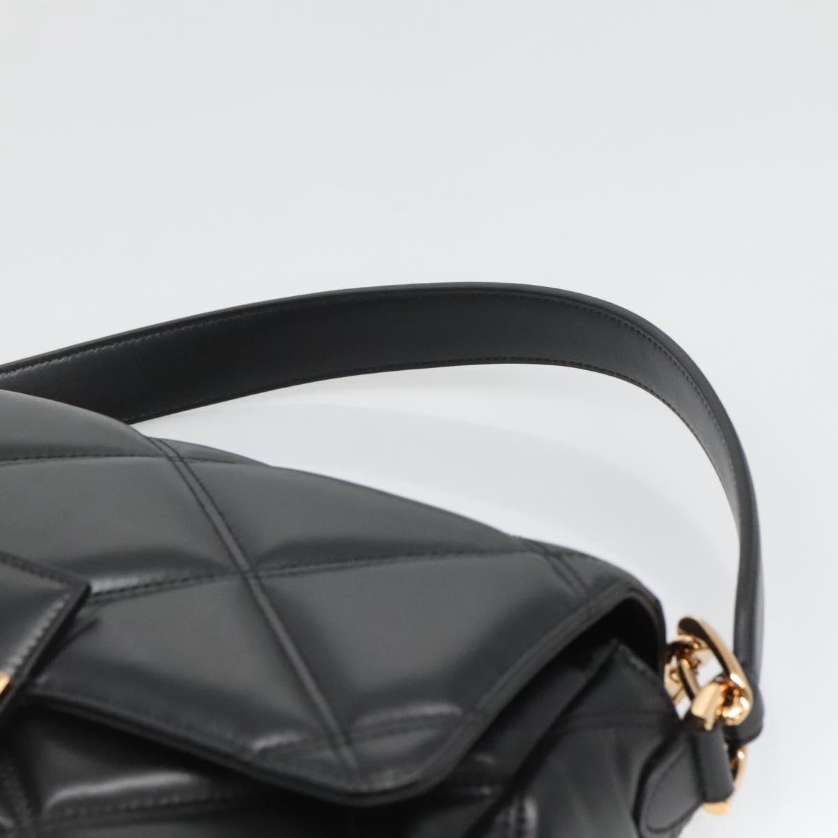 Versace Chain Hand Bag Leather 3WAY Black Gold
