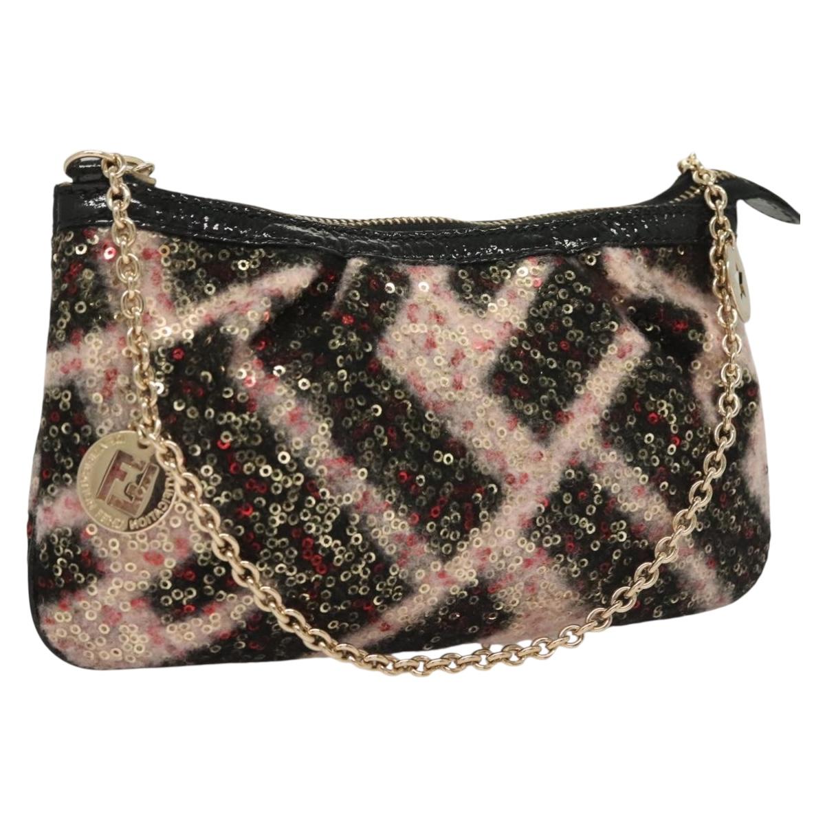 Fendi Accessory Pouch Sequin Pink Gold