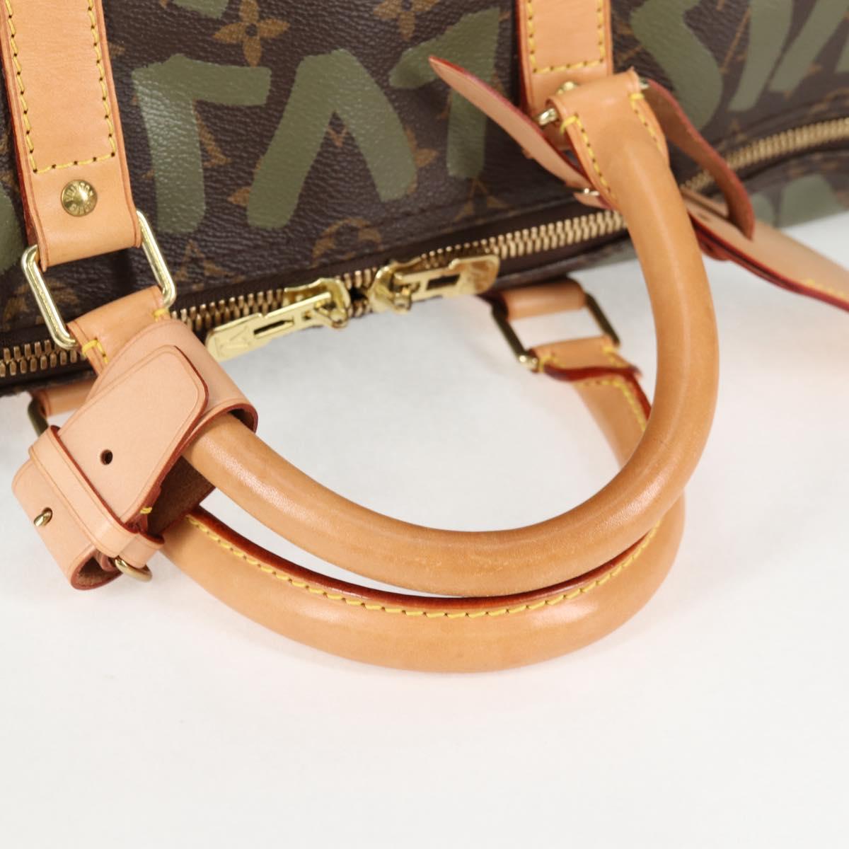 Louis Vuitton Monogram Graffiti Keepall 50 Boston Bag Khaki M92196