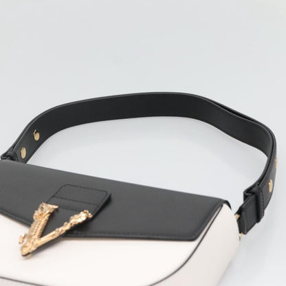 Versace Shoulder Bag Leather Black Gold White