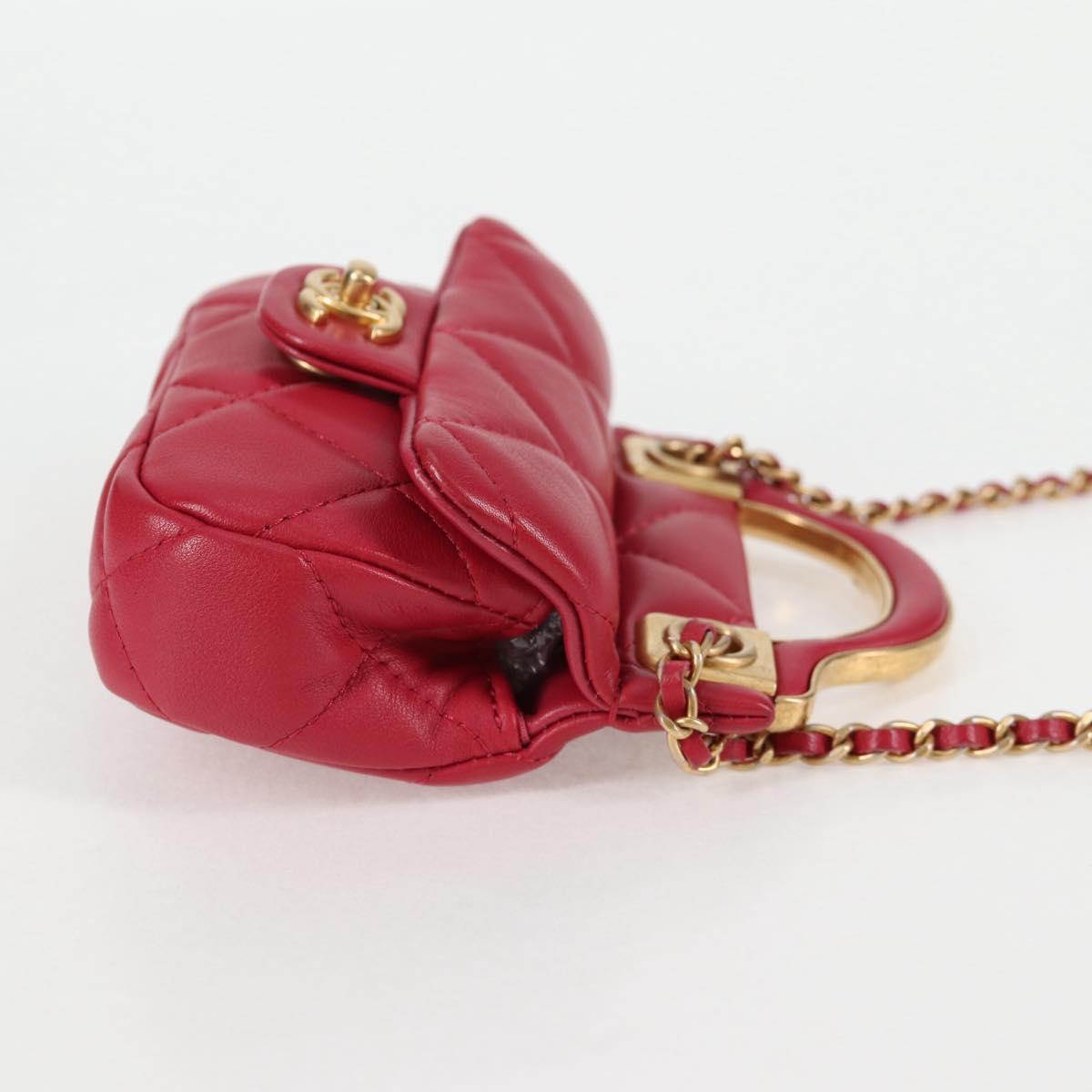 Chanel Matelasse Chain Shoulder Bag Lamb Skin Pink Gold Cc