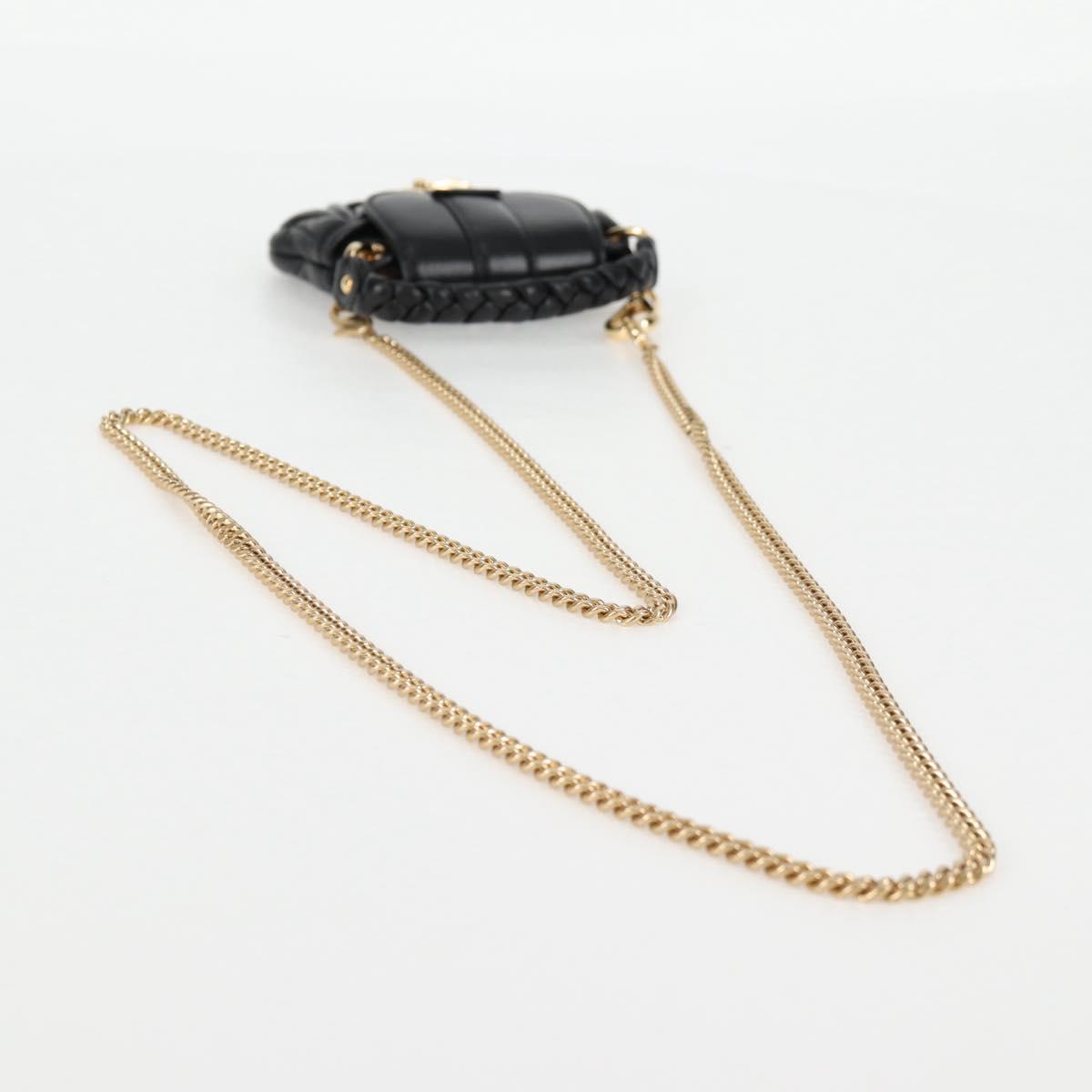 Miu Miu Matelasse Chain Pouch Shoulder Bag Leather Black Gold