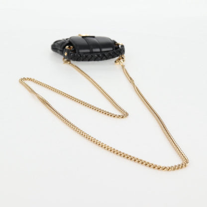 Miu Miu Matelasse Chain Pouch Shoulder Bag Leather Black Gold