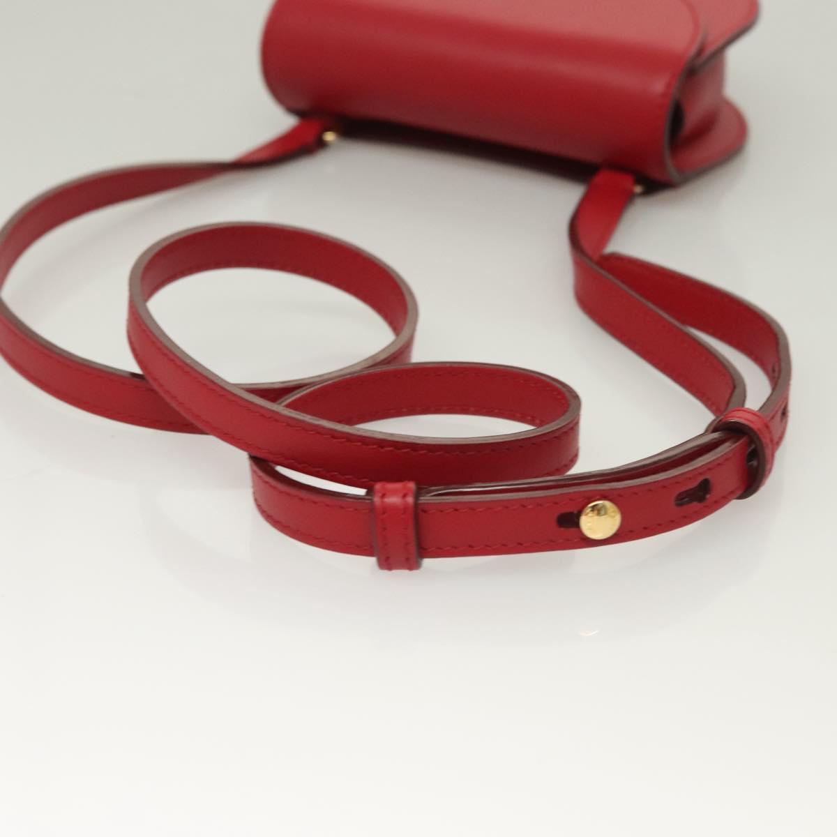 Bally Shoulder Bag Leather Red Gold