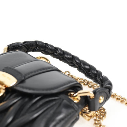 Miu Miu Matelasse Chain Pouch Shoulder Bag Leather Black Gold