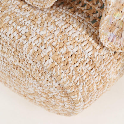 Loewe Sequin Balloon Shoulder Bag Raffia Beige Gold
