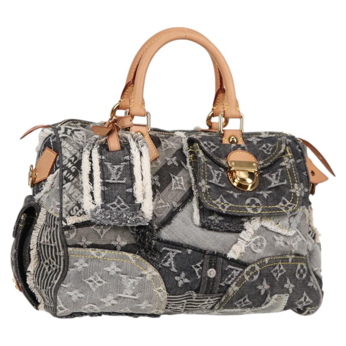 Louis Vuitton Monogram Denim Patchwork Speedy 30 Bag Gray M95381 Lv