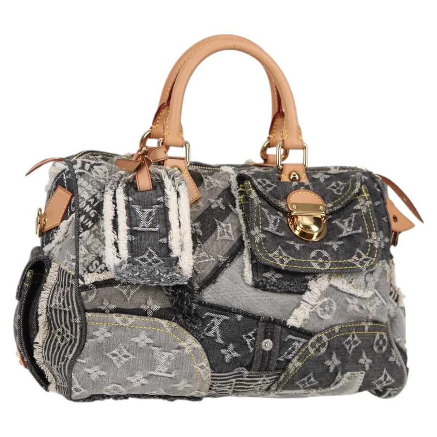 Louis Vuitton Monogram Denim Patchwork Speedy 30 Bag Gray M95381 Lv