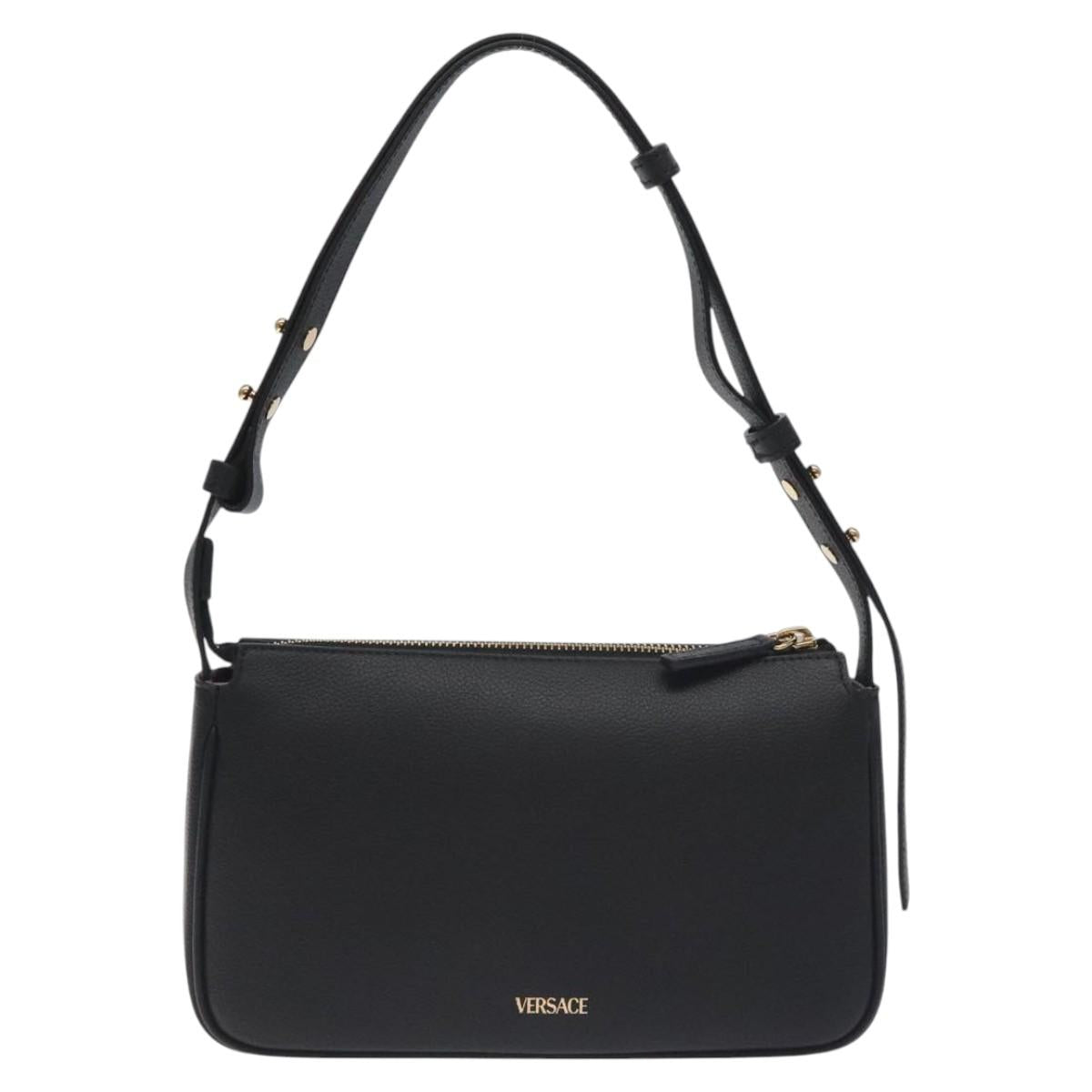 Versace Shoulder Bag Leather Black Gold