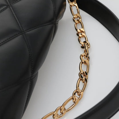 Versace Chain Hand Bag Leather 3WAY Black Gold