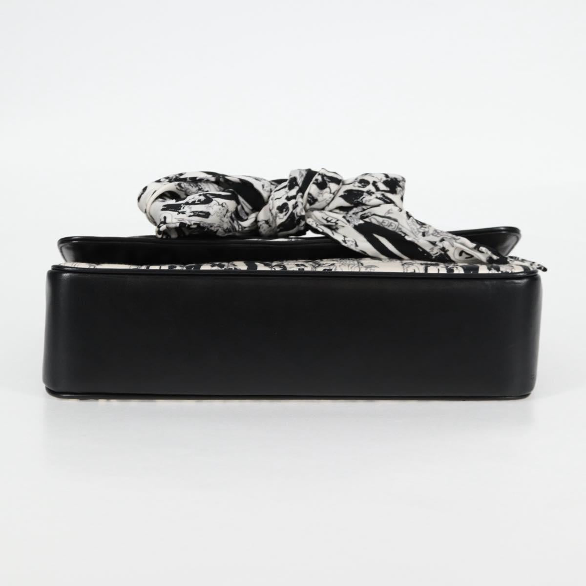 Chanel Chain Coco Mark Choco Bar Shoulder Bag Satin Black White Cc