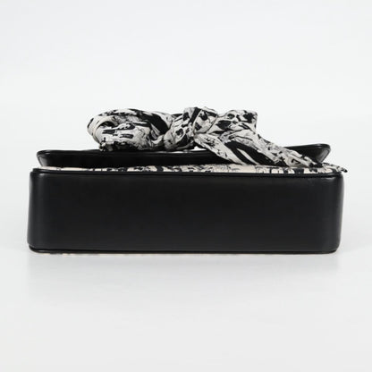 Chanel Chain Coco Mark Choco Bar Shoulder Bag Satin Black White Cc