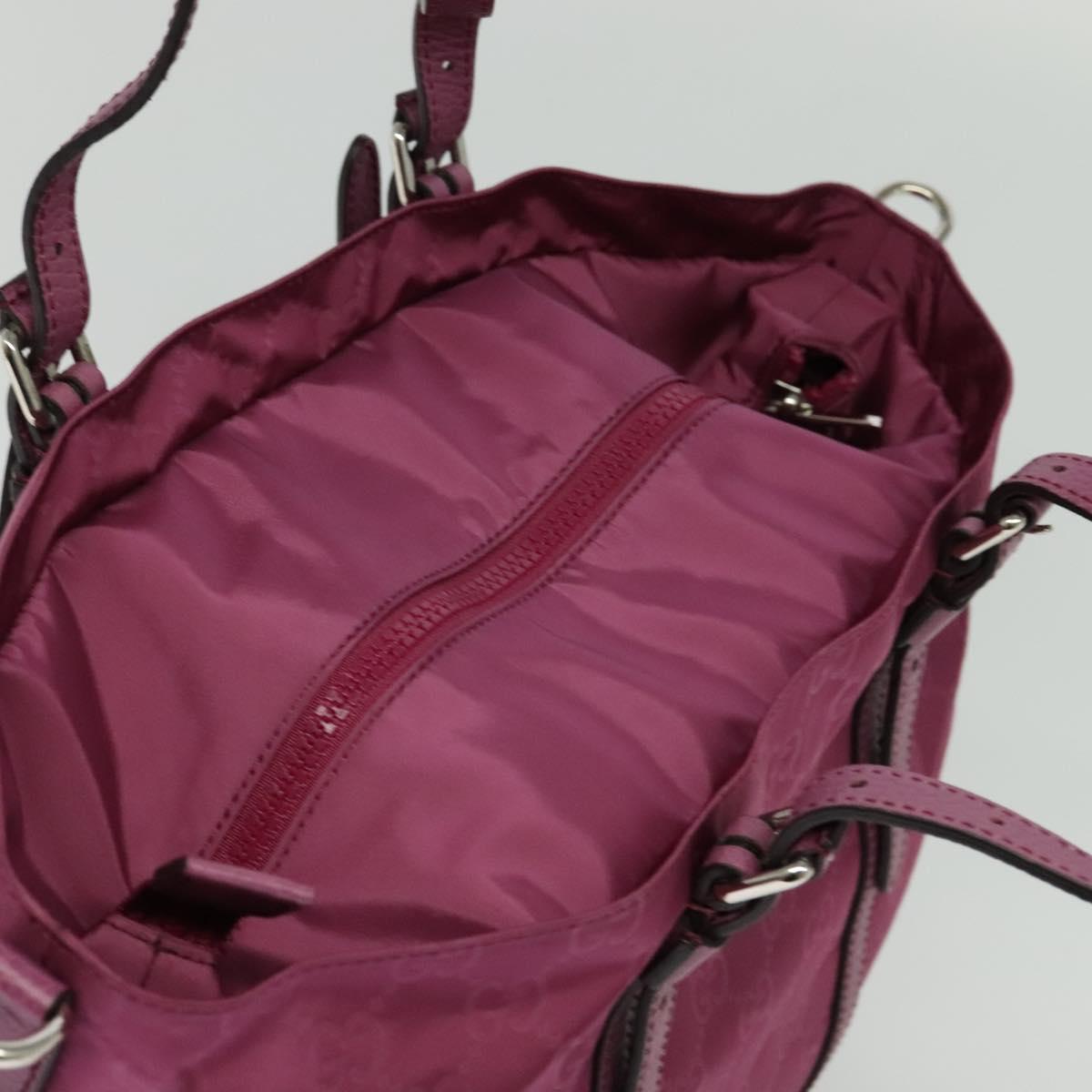 Gucci Gg Canvas Guccissima Hand Bag Nylon 2WAY Pink Silver 387067