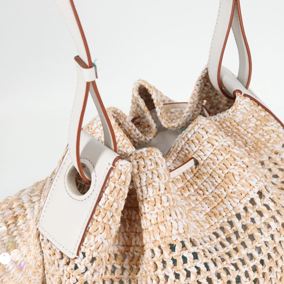 Loewe Sequin Balloon Shoulder Bag Raffia Beige Gold