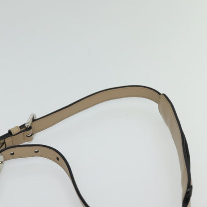 Prada Shoulder Bag Leather Beige Silver