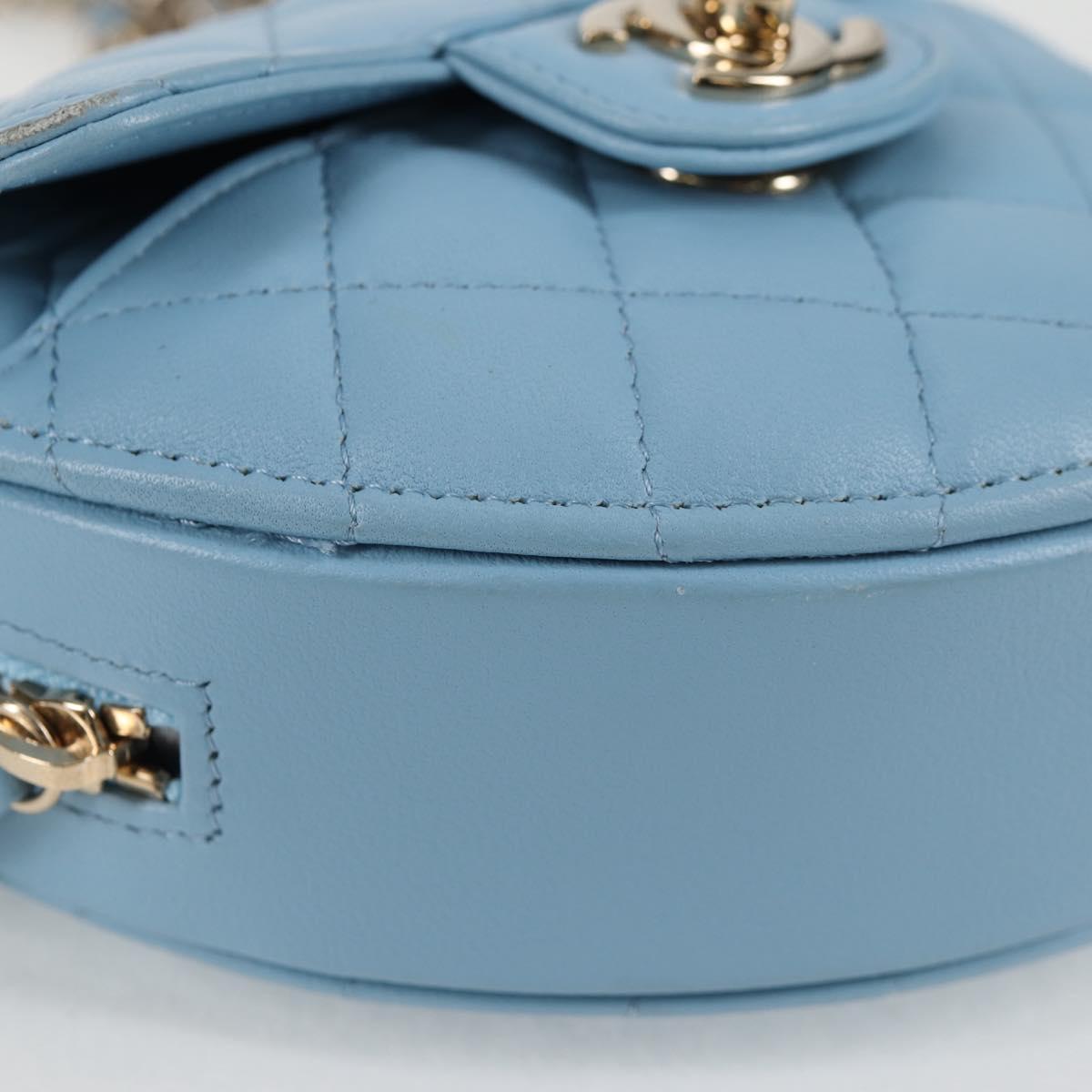 Chanel Matelasse Chain Shoulder Bag Lamb Skin Blue Gold Cc