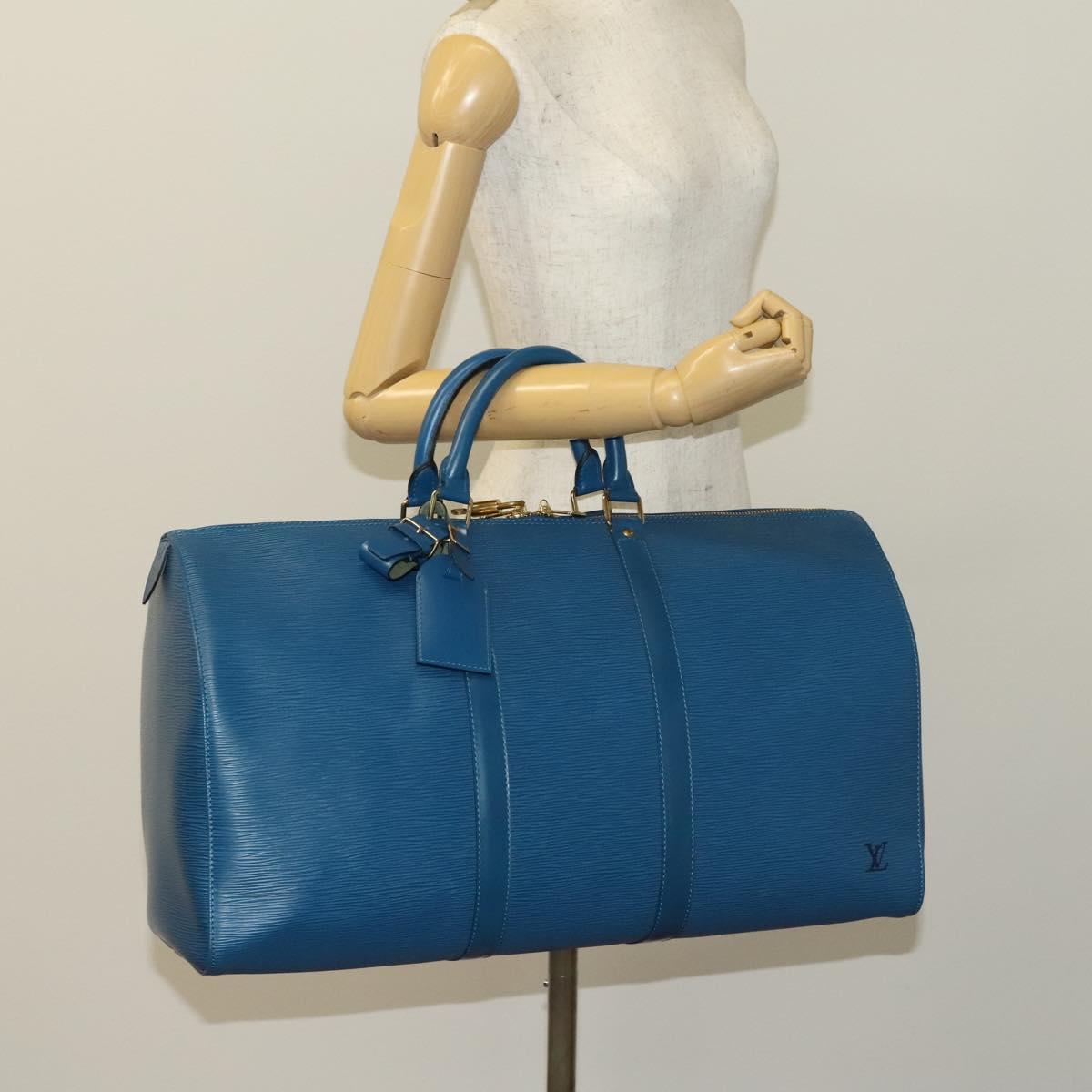 Louis Vuitton Epi Keepall 50 Boston Bag Blue M42965 Lv