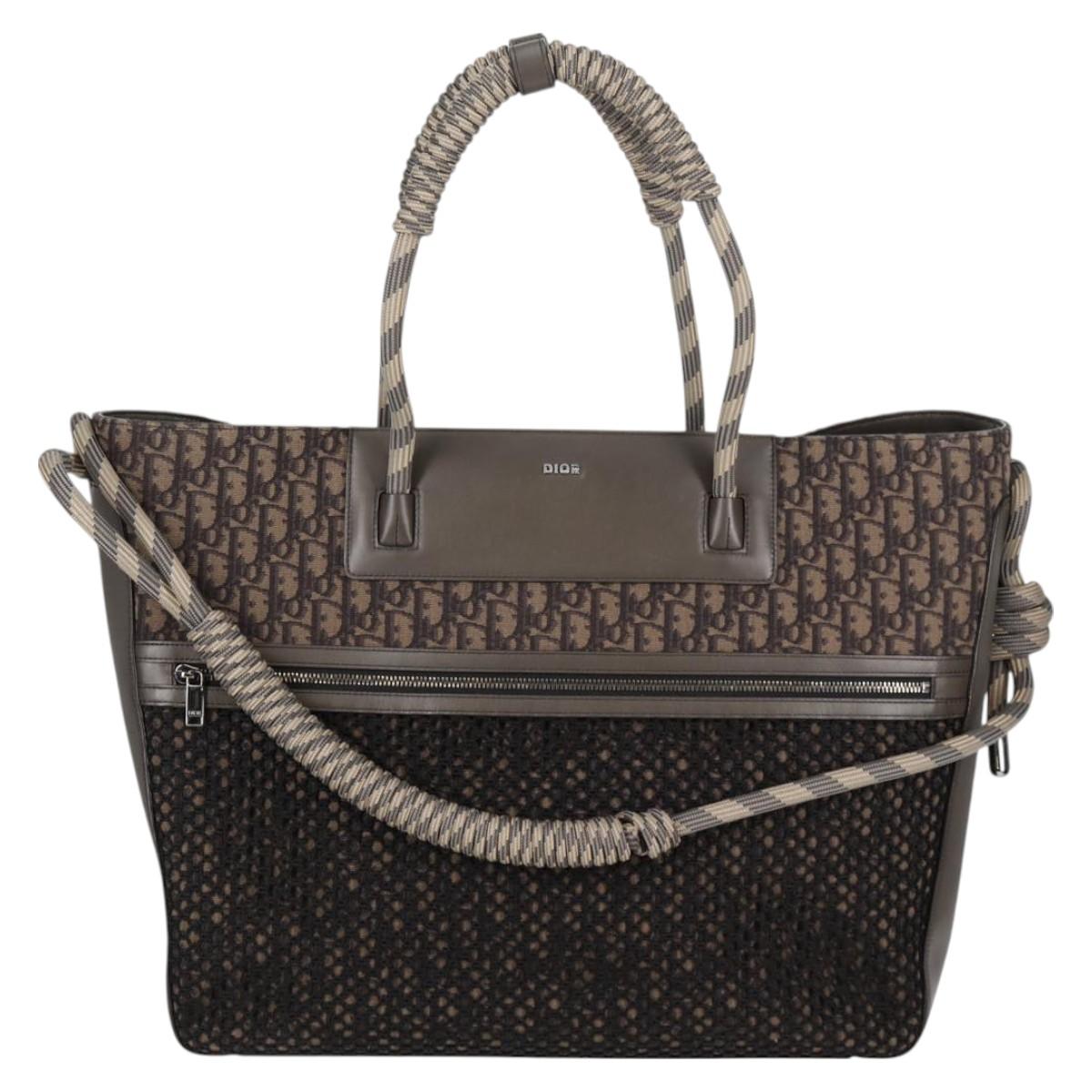 Christian Dior Tote Bag Trotter Canvas Gray Silver