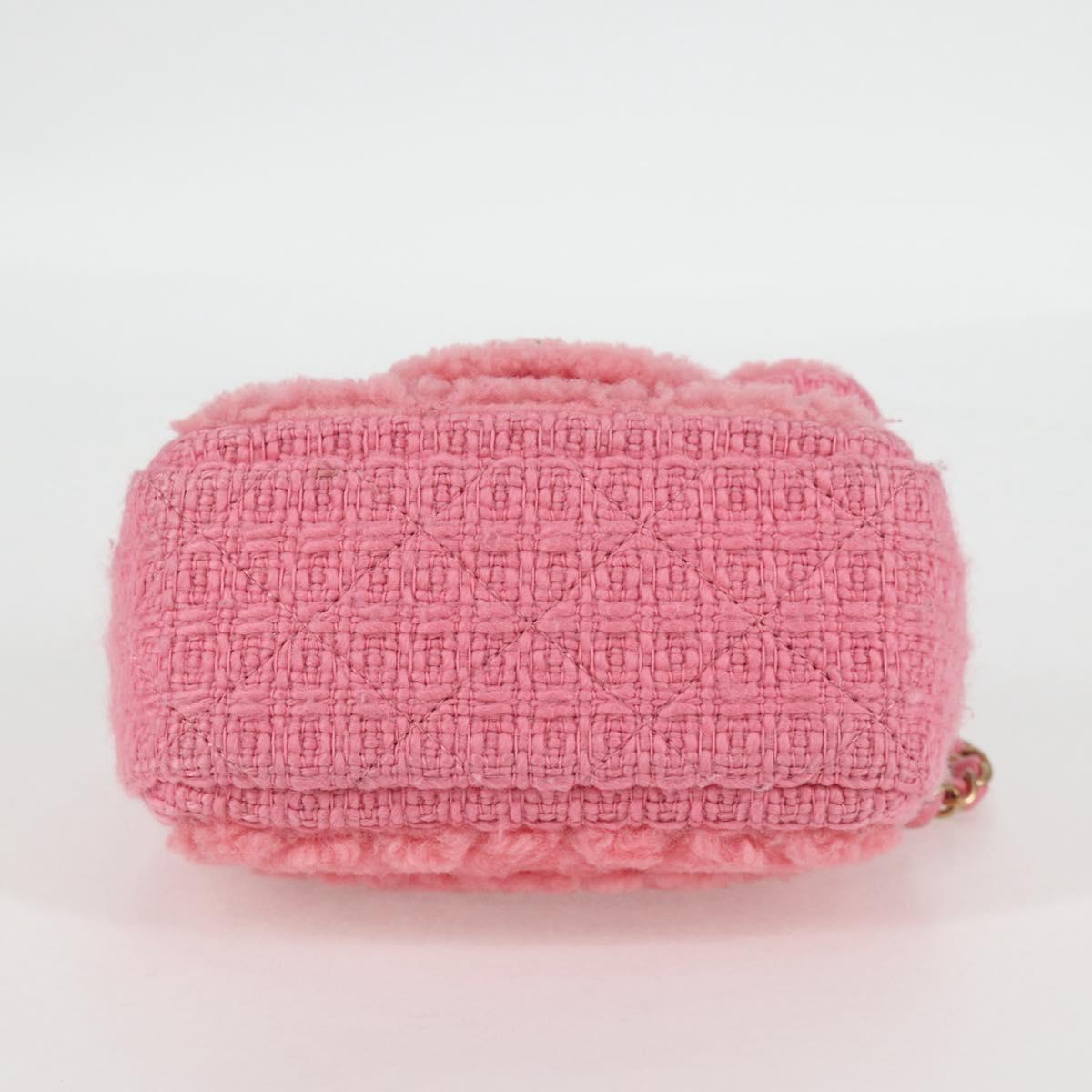 Chanel Matelasse Chain Shoulder Bag Wool Pink Gold Cc