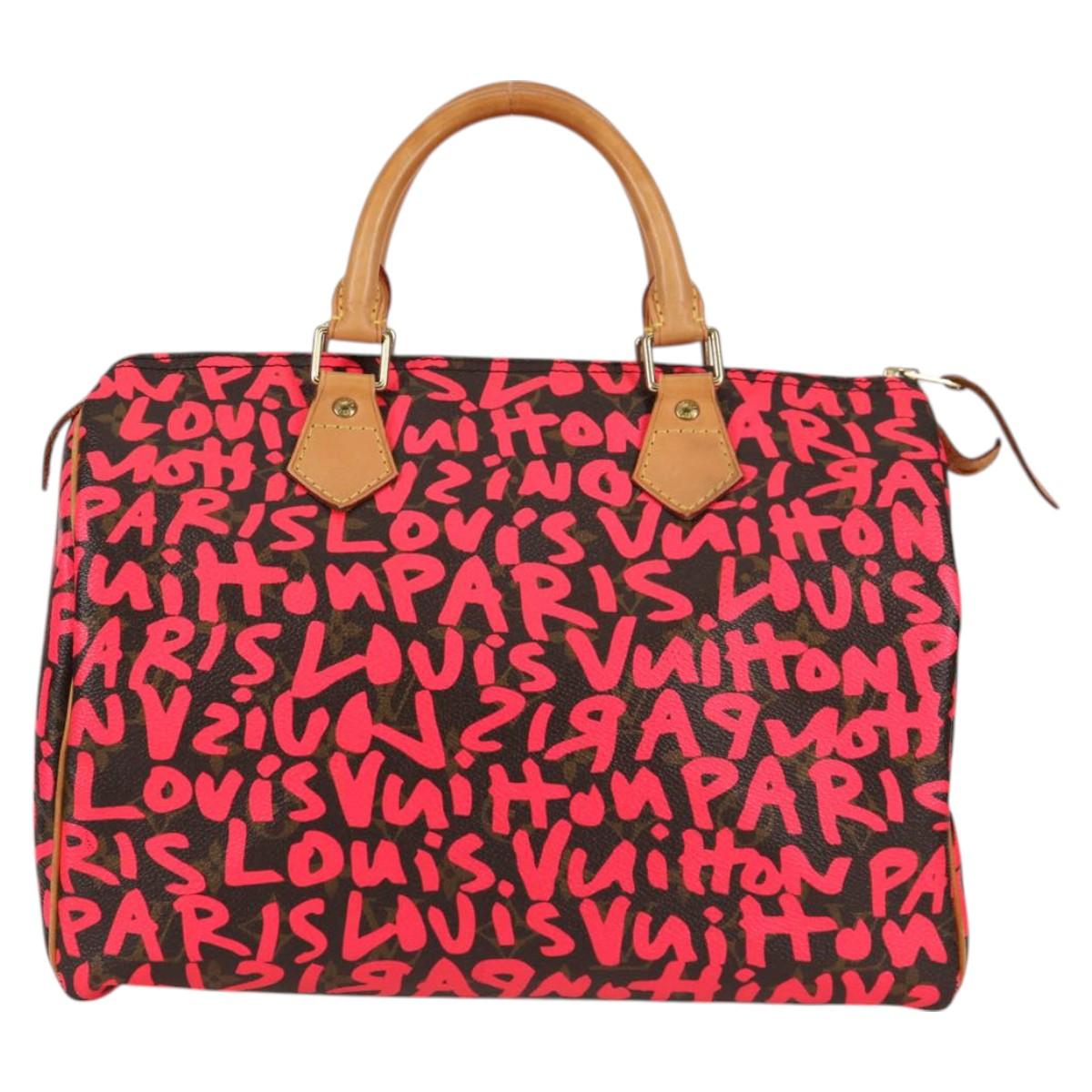 Louis Vuitton Monogram Graffiti Speedy 30 Hand Bag Pink M93704 Lv