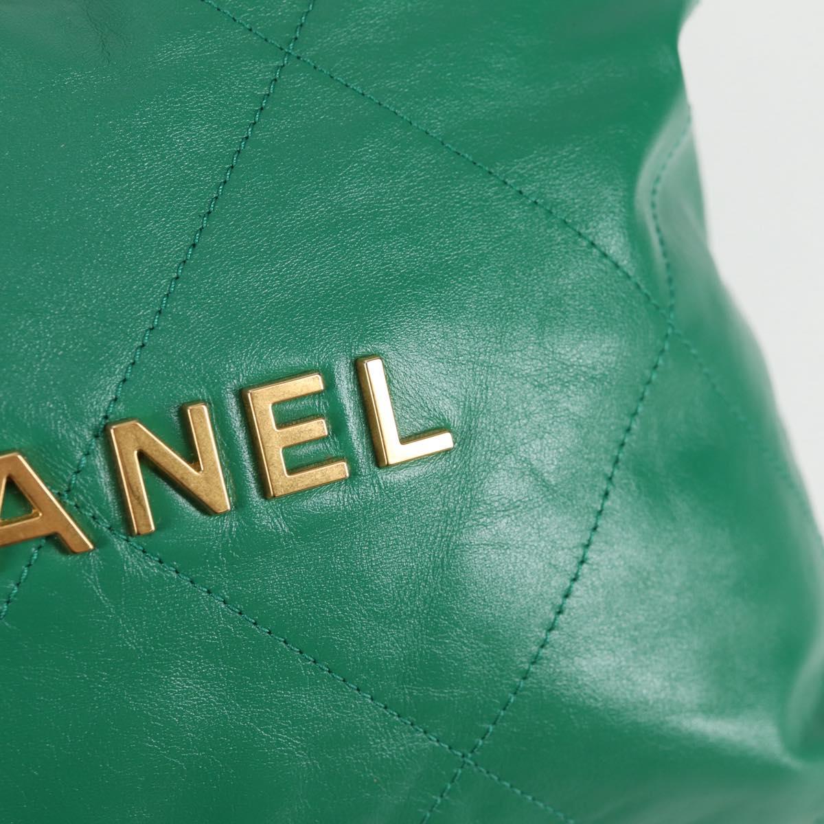 Chanel Chain Chanel 22 Shoulder Bag Lamb Skin Green Gold Cc