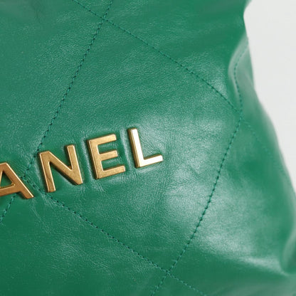 Chanel Chain Chanel 22 Shoulder Bag Lamb Skin Green Gold Cc