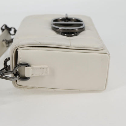 Christian Dior Chain Shoulder Bag Leather 2WAY White Silver