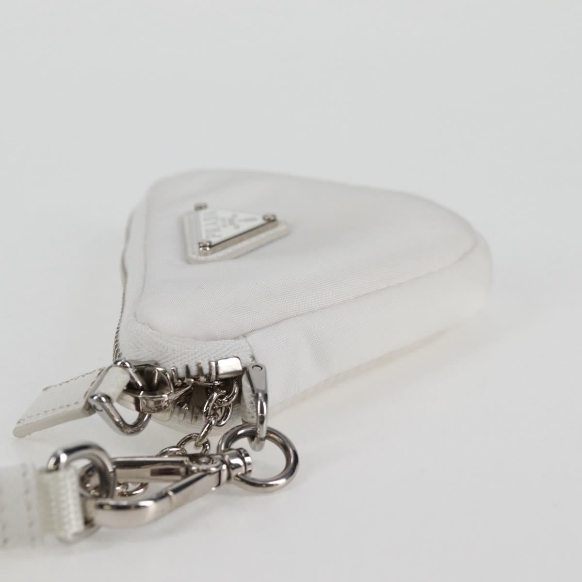 Prada Shoulder Bag Nylon White Silver