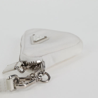 Prada Shoulder Bag Nylon White Silver