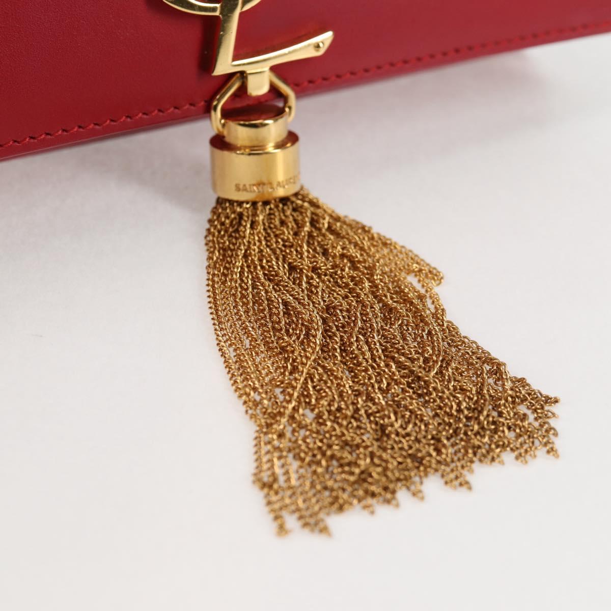 Saint Laurent Chain Shoulder Bag Leather Red Gold