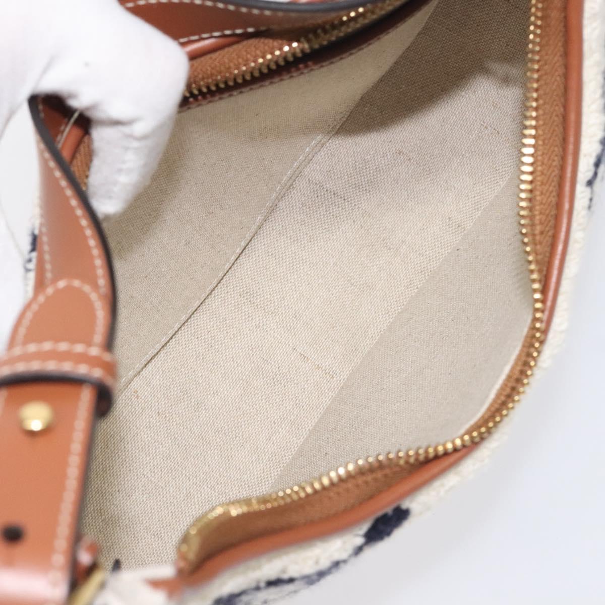 Celine Triomphe Shoulder Bag Pile White Brown Gold