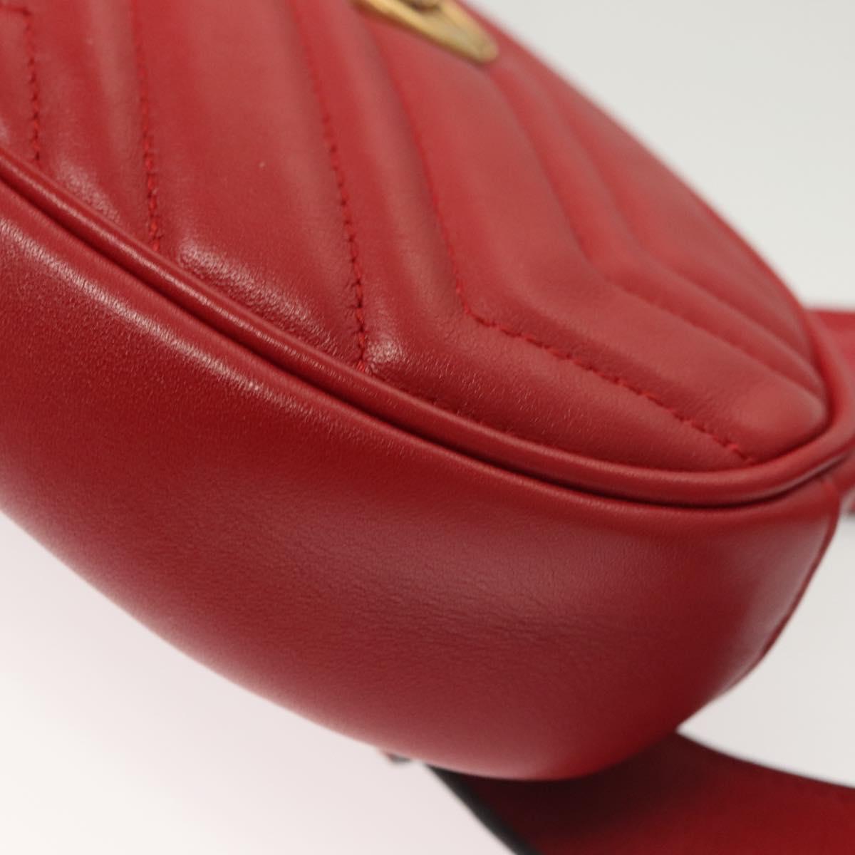Gucci Gg Marmont Waist Bag Leather Red Gold 476434