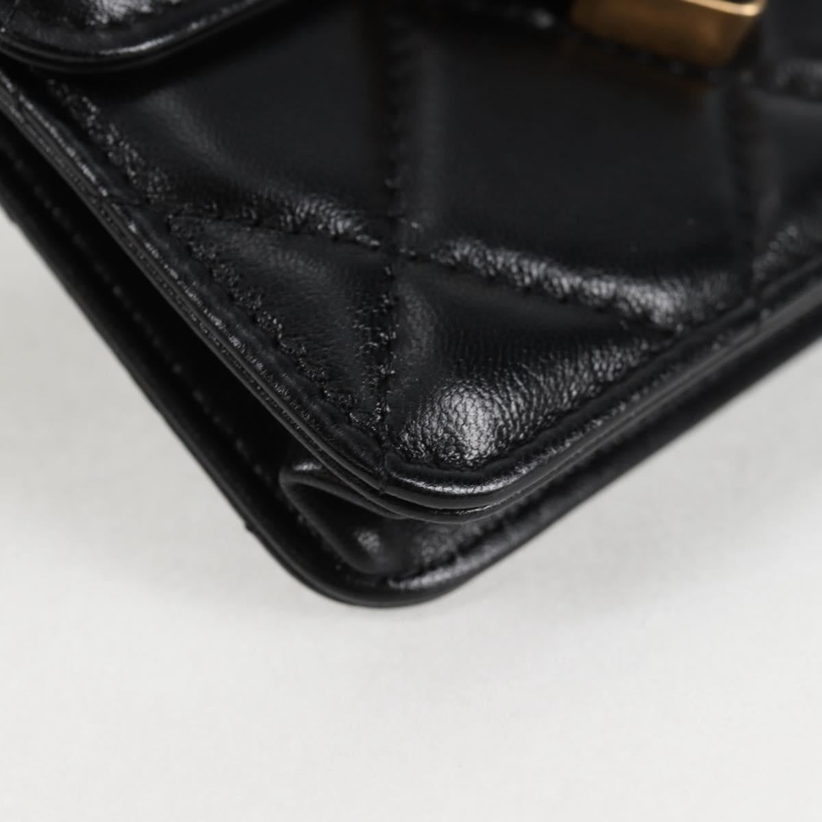 Chanel Matelasse Chain Pouch Shoulder Bag Lamb Skin Black Gold Cc