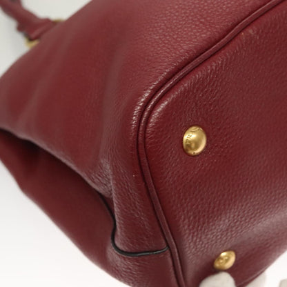 Prada Hand Bag Leather Bordeaux Gold