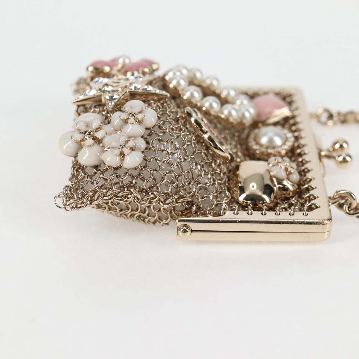 Chanel Camellia Coco Mark Chain Pouch Metal Gold Ap2890 Cc