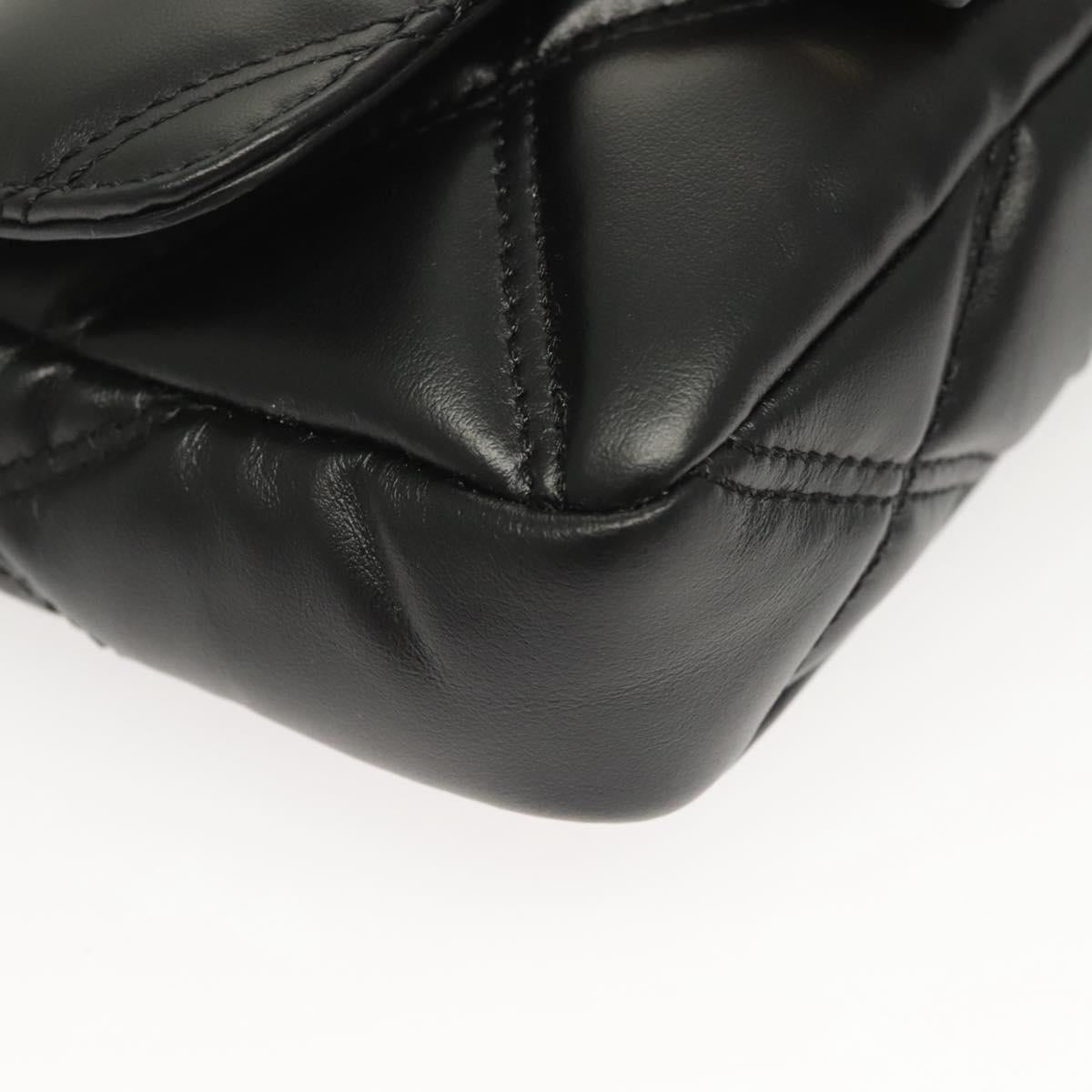 Versace Chain Shoulder Bag Leather Black Gold