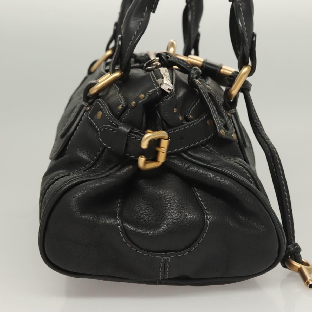 Chloe Paddington Hand Bag Leather Black Gold Silver