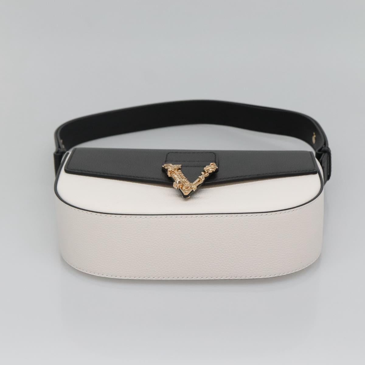 Versace Shoulder Bag Leather Black Gold White