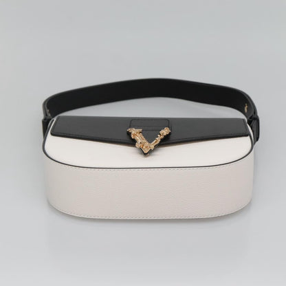 Versace Shoulder Bag Leather Black Gold White