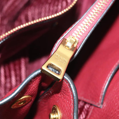 Prada Hand Bag Leather Bordeaux Gold
