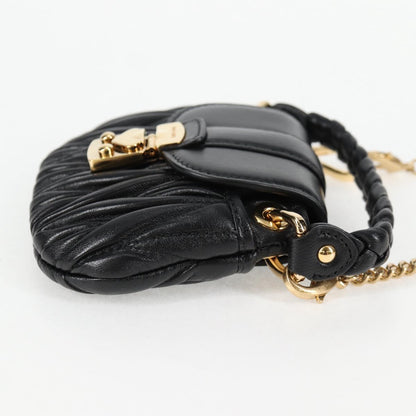 Miu Miu Matelasse Chain Pouch Shoulder Bag Leather Black Gold