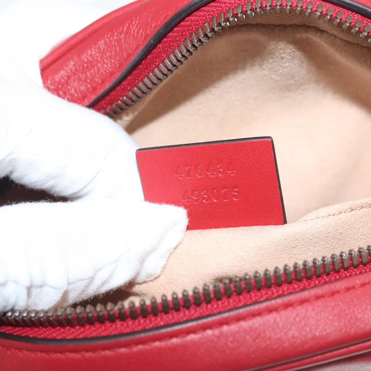 Gucci Gg Marmont Waist Bag Leather Red Gold 476434